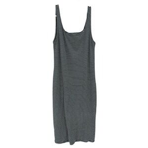 Heart & Hips Striped Tank Dress Black and White Midi Bodycon Large